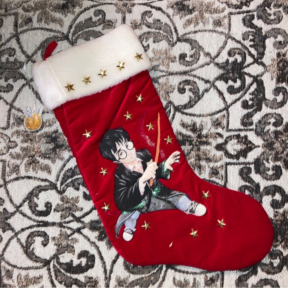 Harry Potter Christmas Stocking Vintage Y2k Kurt Adler Red Velvet Metal Star New